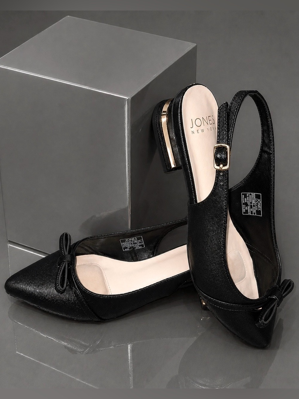 Jones New York✨ Quinalin Slingback Flats - Black/Gold